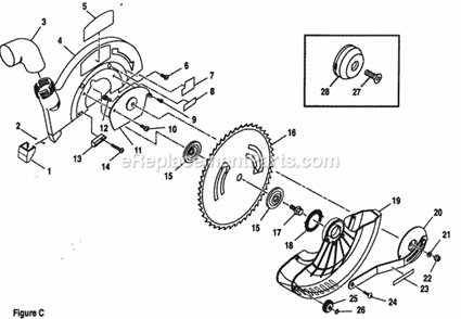 Blade Guard Assy Diagram and Parts List for 315243130  Craftsman Miter Saw