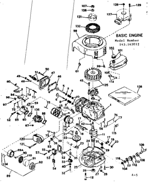 Basic Engine Diagram and Parts List for 143163012  Craftsman Engine