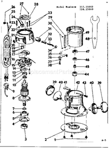 Unit Parts Diagram and Parts List for 31525060  Craftsman Router