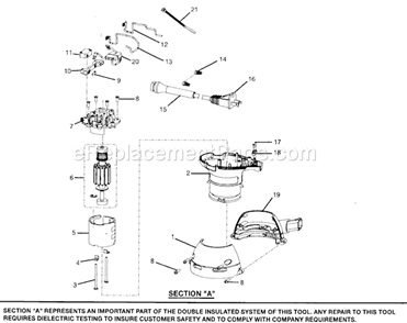 Motor Assy Diagram and Parts List for 315254060  Craftsman Orbital or Palm Sander