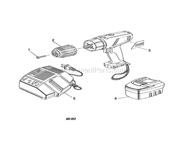 Charger/Chuck/Battery Pac... Diagram and Parts List for 315267380  Craftsman Cordless Drill