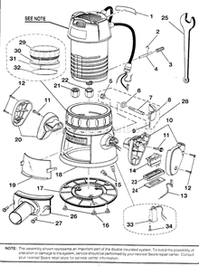 Motor Assy Diagram and Parts List for 315269211  Craftsman Router