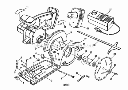 Craftsman Cordless Trim Saw Diagram and Parts List for 315269600  Craftsman Circular Saw