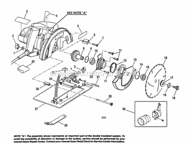 Blade/Base/Guard Diagram and Parts List for 3152711080  Craftsman Circular Saw