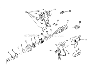 Housing/Motor Diagram and Parts List for 315271350  Craftsman Cordless Drill