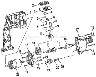 Motor Assembly Diagram and Parts List for 315271370  Craftsman Cordless Drill