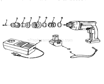 Part Location Diagram of 9-11108 Craftsman 9.6V Batt
