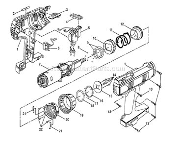 Housing Assembly Diagram and Parts List for 315272070  Craftsman Cordless Drill