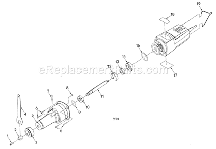 Housing Diagram and Parts List for 31527441  Craftsman Die Grinder
