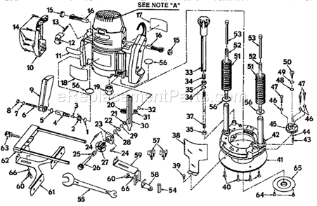Base Assembly Diagram and Parts List for 315275051  Craftsman Router