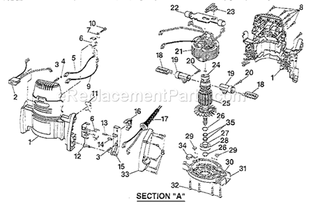 Armature And Housing Asse... Diagram and Parts List for 315275052  Craftsman Router