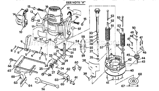 Base Assembly Diagram and Parts List for 315275100  Craftsman Router