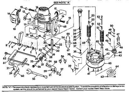 Base Assembly Diagram and Parts List for 315275110  Craftsman Router