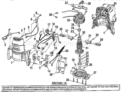 Housing And Armature Asse... Diagram and Parts List for 315275110  Craftsman Router