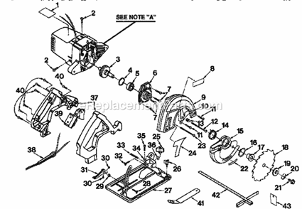 Unit Parts Diagram and Parts List for 315275420  Craftsman Circular Saw