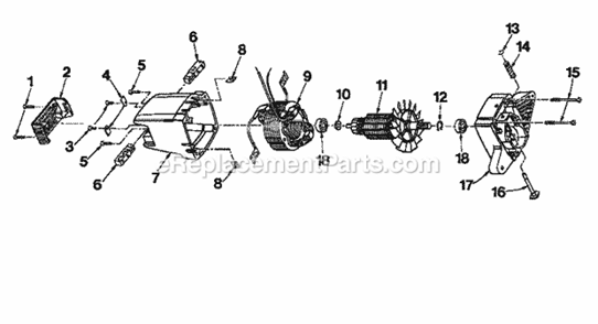 Field And Armature Assembly Diagram and Parts List for 315275460  Craftsman Circular Saw