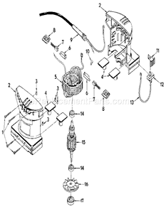 Motor Assembly Diagram and Parts List for 315277041  Craftsman Sander Polisher