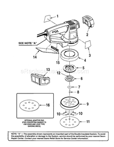 Page B Diagram and Parts List for 315277171  Craftsman Orbital or Palm Sander