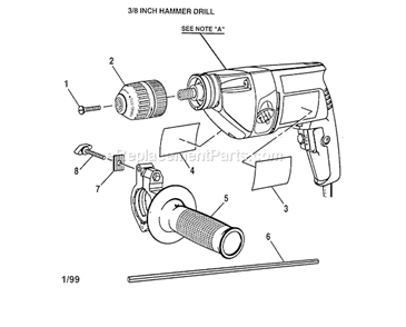 Craftsman 3/8 Inch Hammer... Diagram and Parts List for 315277180  Craftsman Hammer Drill