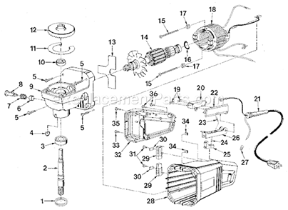 Motor Assembly Diagram and Parts List for 315277430  Craftsman Sander Polisher