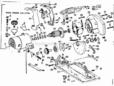 Unit Parts Diagram and Parts List for 31527781  Craftsman Circular Saw