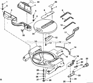 Base Assy Diagram and Parts List for 315285260  Craftsman Miter Saw