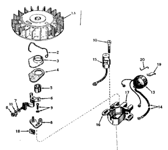 Magneto No. 610690a Diagram and Parts List for 143574022  Craftsman Engine