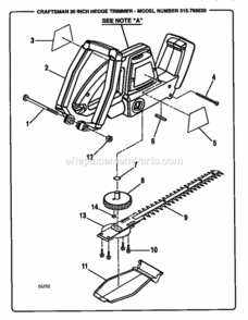 Page A Diagram and Parts List for 315799530  Craftsman Hedge Trimmer