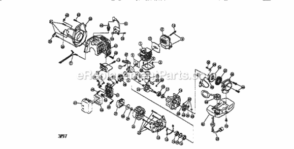 Part Location Diagram of 791-181470 MTD Gearbox Assembly (includes 20 & 26-38)