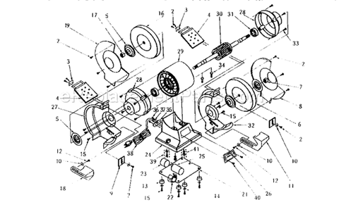 5" Bench Grinder Diagram and Parts List for 319190600  Craftsman Bench Grinder