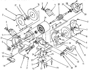 5 - Inch Bench Grinder Diagram and Parts List for 319190610  Craftsman Bench Grinder