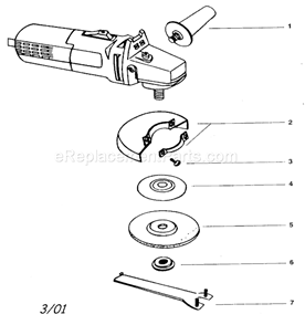 Cabinet Parts Diagram and Parts List for 31926648  Craftsman Angle Grinder
