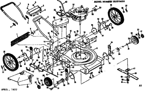 Mower Deck Diagram and Parts List for 131973650  Craftsman Lawn Mower