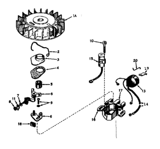 Magneto No. 610689a Diagram and Parts List for 143167012  Craftsman Engine