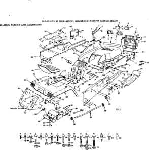 Chassis Fender And Dashboard Diagram and Parts List for 917253725  Craftsman Lawn Tractor