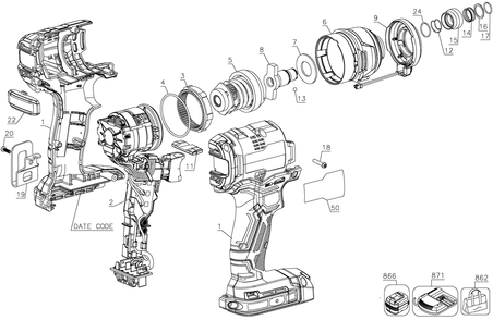 Diagram Diagram and Parts List for CMCF810C1 Type 1 Craftsman Cordless Drill