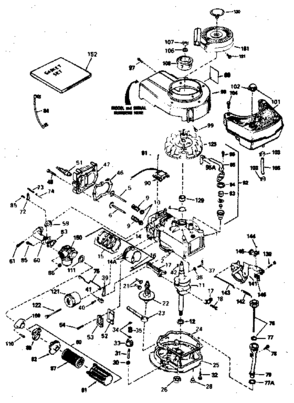 Engine Diagram and Parts List for 143374312  Craftsman Engine