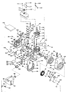 Basic Engine Diagram and Parts List for 143574022  Craftsman Engine