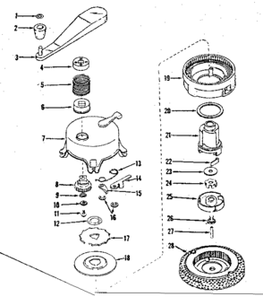 Ratchet Self Starter No. 29986 Diagram and Parts List for 143501041  Craftsman Engine