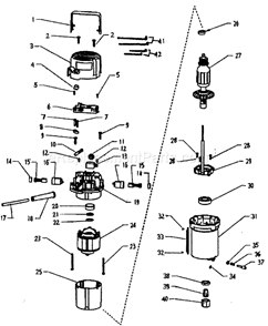 Motor Assy Diagram and Parts List for 32017543  Craftsman Router