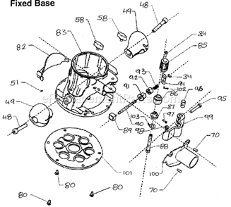 Fixed Base Diagram and Parts List for 32017543  Craftsman Router