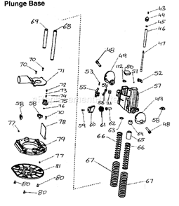 Plunge Base Diagram and Parts List for 32017543  Craftsman Router