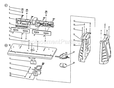 Router Table Diagram and Parts List for 32028160  Craftsman Router