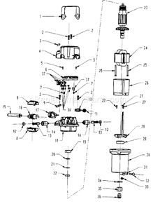 Motor Unit Diagram and Parts List for 32028190  Craftsman Router
