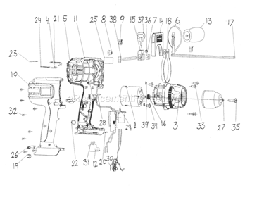 Drill Diagram and Parts List for 32029004  Craftsman Cordless Drill