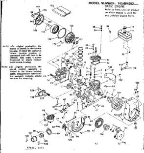 Replacement Parts Diagram and Parts List for 143654202  Craftsman Engine