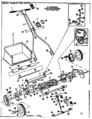 Replacement Parts Diagram and Parts List for 53681540  Craftsman Lawn Mower