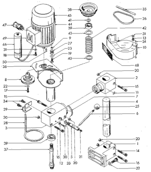 Vertical Attachment Diagram and Parts List for 549289000  Craftsman Lathe