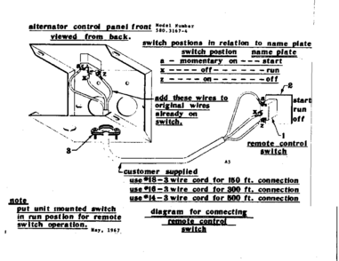 Connecting Remote Control Switch Diagram and Parts List for 5803167-4  Craftsman Engine