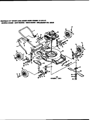 Replacement Parts Diagram and Parts List for 131921212  Craftsman Lawn Mower